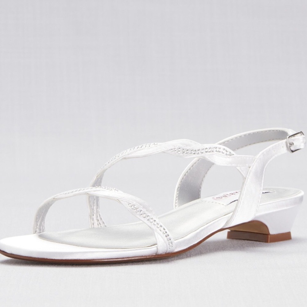 Dyeable satin sandals with braided crystal straps